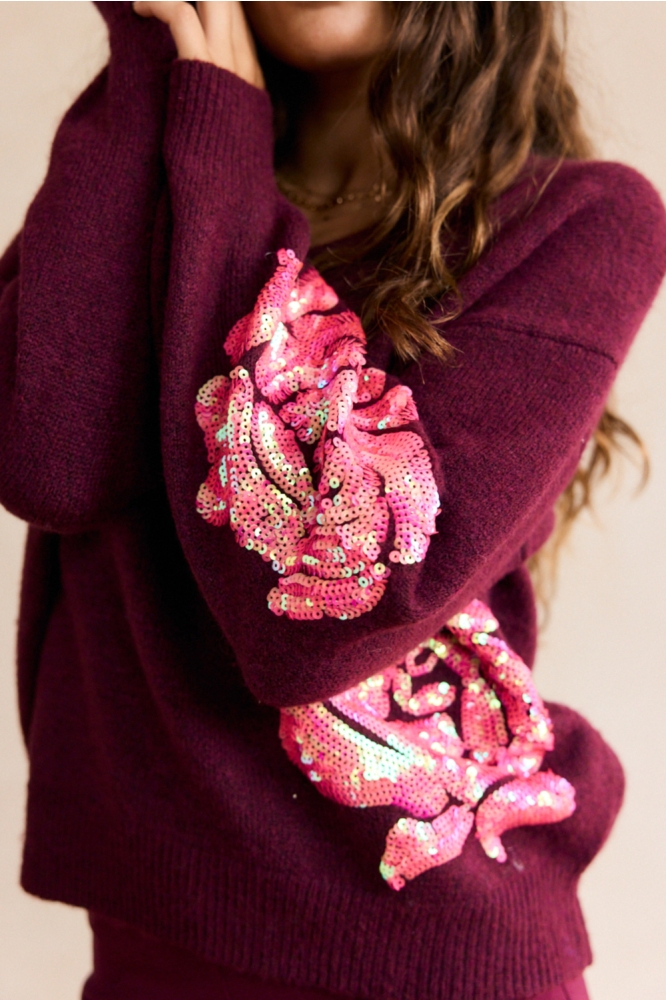 LolaLiza bordeaux dames trui | Close up