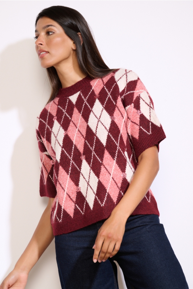 LolaLiza bordeaux dames trui | Model vooraanzicht