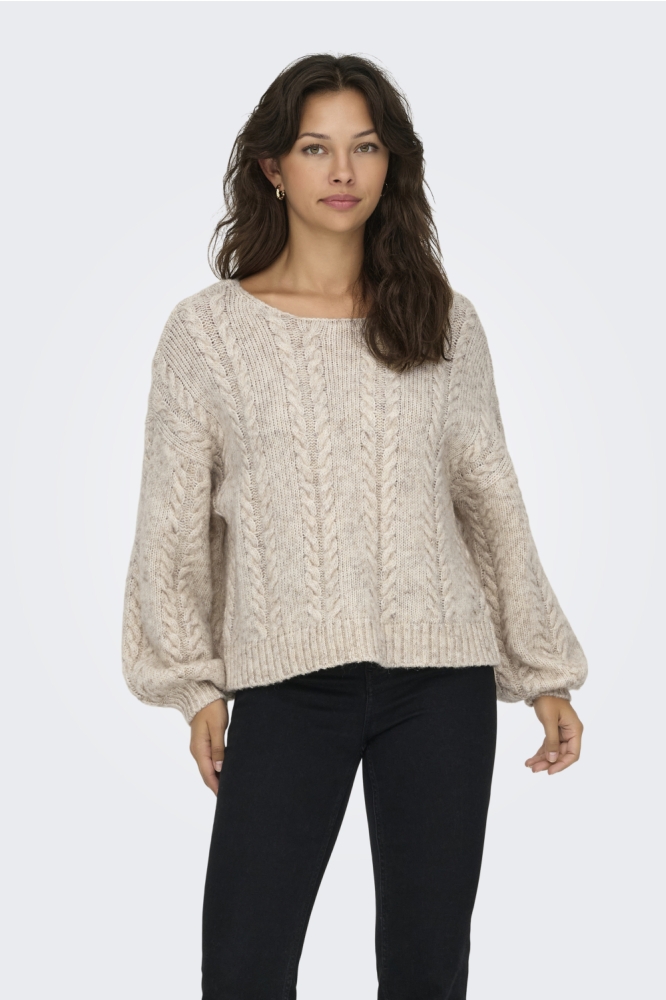 Only ecru dames trui | Model vooraanzicht