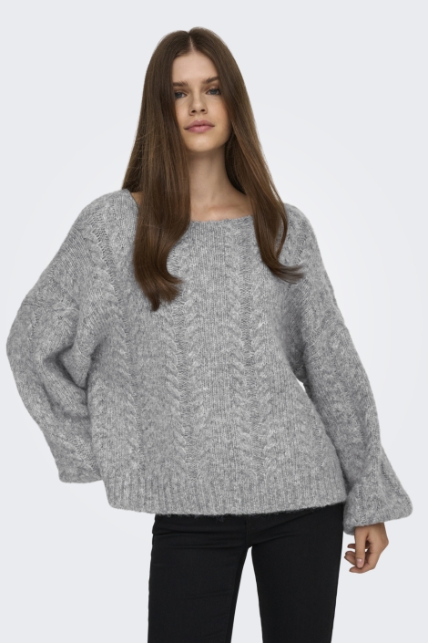 Only grijze dames trui | Model vooraanzicht