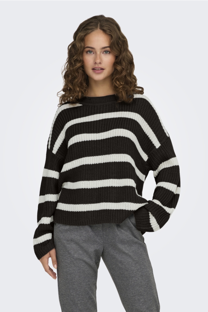 Jacqueline de Yong bruine dames trui | Model vooraanzicht