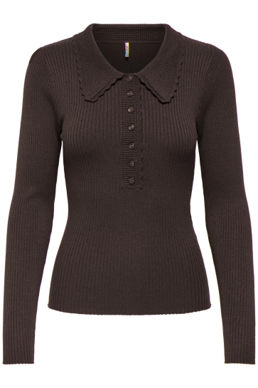 Jacqueline de Yong JDYADA L/S COLLAR PULLOVER KNT 15356186 CHOCOLATE TORTE