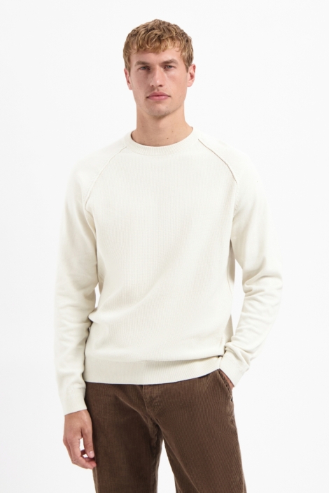 NO-EXCESS beige heren trui | Model vooraanzicht