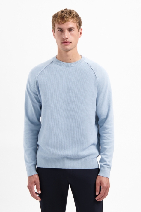 NO-EXCESS blauwe heren trui | Model vooraanzicht