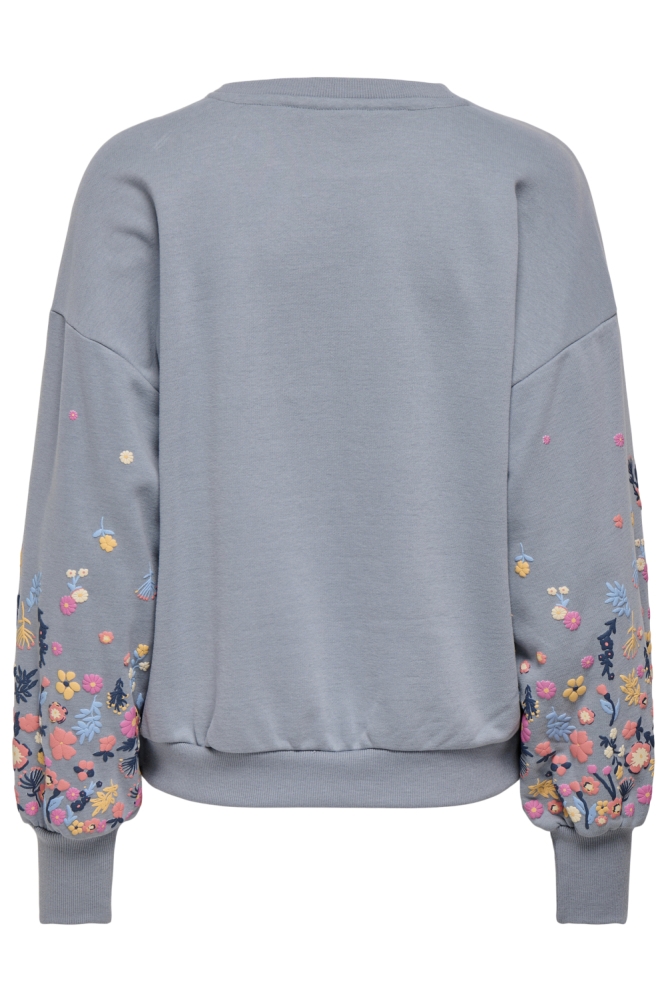 Only blauwe dames sweater | Achteraanzicht