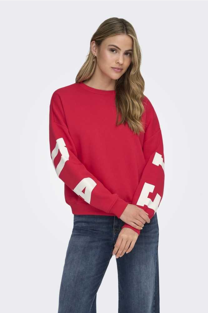 Only rode dames sweater | Model vooraanzicht