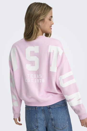 Only Trui ONLSWEAT L/S BACK/SLEEVE PRINT SWT 15356793 Winsome Orchid/BIRCH HOUSTON
