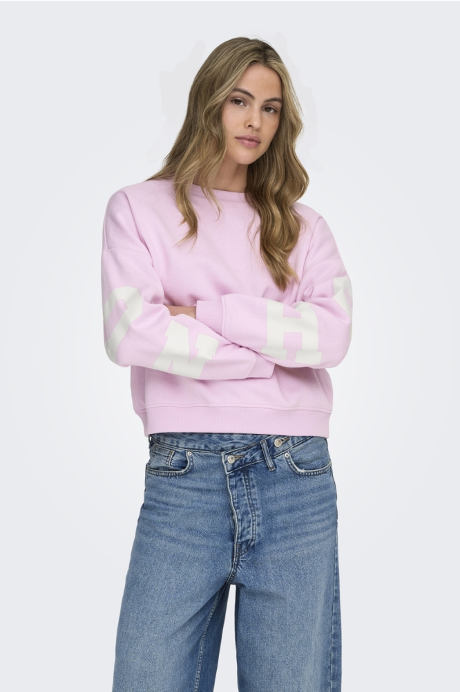 Only roze dames sweater | Model vooraanzicht