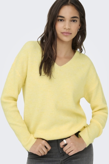Only Trui ONLCAMILLA V-NECK L/S PULLOVER KNT 15204588 MELLOW YELLOW/MELANGE