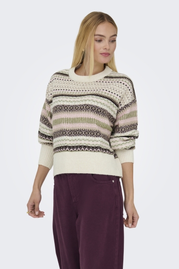 Only ONLARIANNE L/S PULLOVER KNT NOOS 15285832 Pumice Stone/JAQUARD