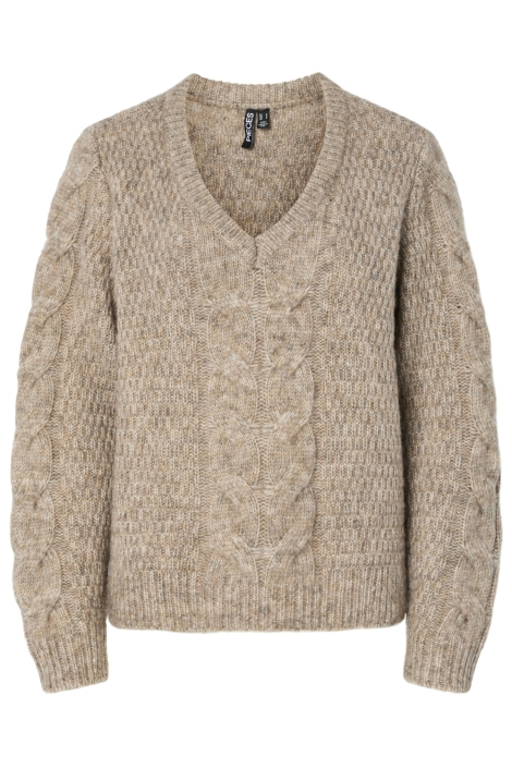 Pieces camel dames trui | Vooraanzicht