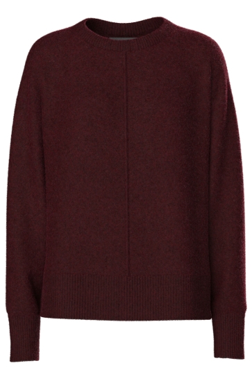 Pieces PCMALOU LS O-NECK CUTLINE KNIT NOOS 17156727 TAWNY PORT/MELANGE