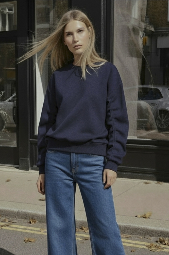 Hype Drop blauwe dames sweater | Model vooraanzicht