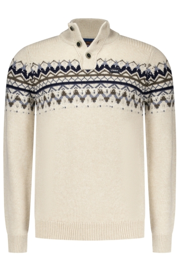 NZA PULLOVER BUTTON COLLAR 25KN487 1165 SEA FOAM MELANGE
