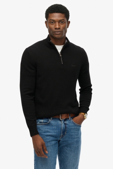 Superdry WOOL BLEND HALF ZIP JUMPER M6110688A BLACK