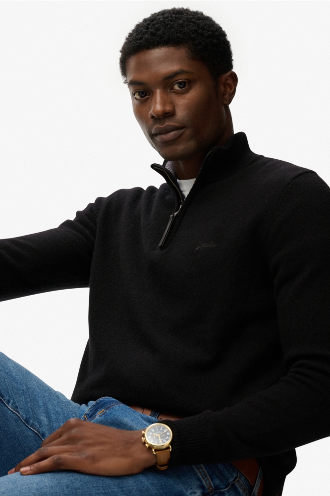 Superdry zwarte heren trui | Close up