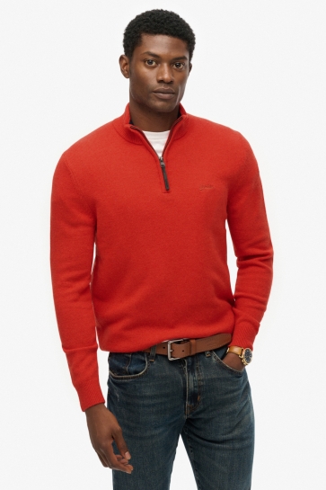 Superdry WOOL BLEND HALF ZIP JUMPER M6110688A VERMILLION ORANGE MARL