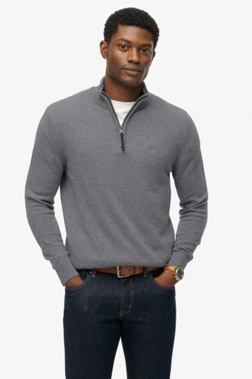 Superdry WOOL BLEND HALF ZIP JUMPER M6110688A BLUE GREY MARL