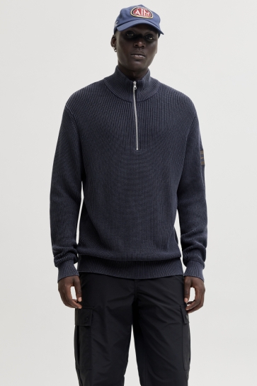 Jack & Jones JJEDETROIT KNIT HALF ZIP STYD AW25 12294994 NAVY BLAZER
