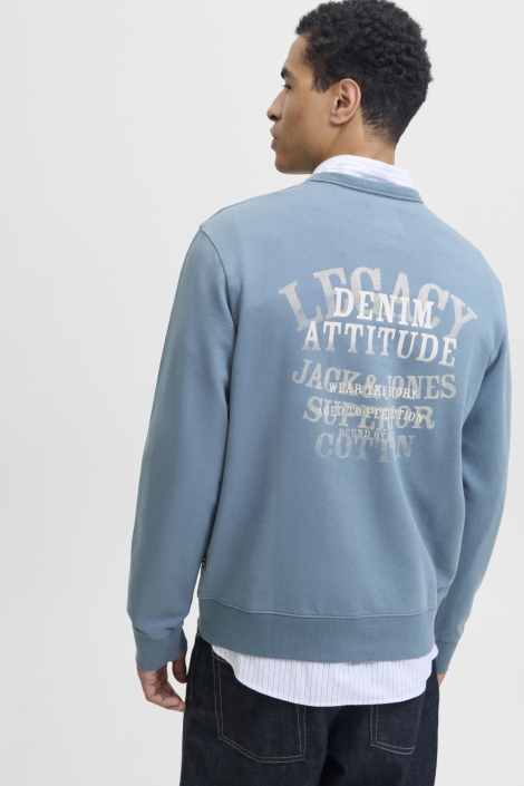 Jack & Jones blauwe heren sweater | Model achteraanzicht