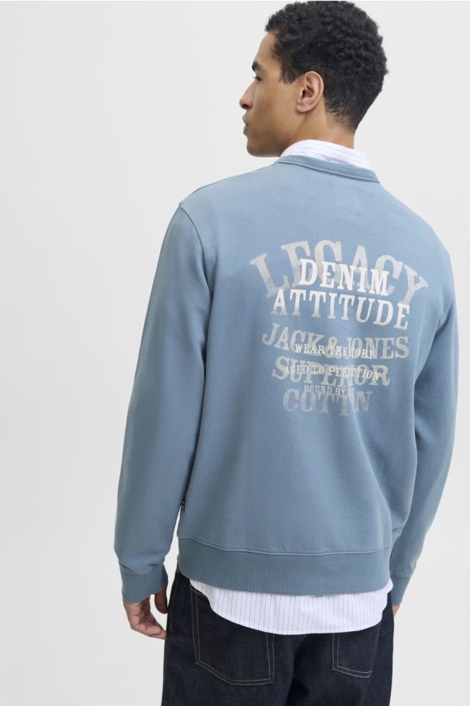 Jack & Jones blauwe heren sweater | Model achteraanzicht