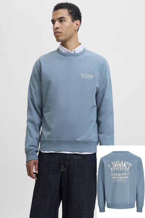 Jack & Jones blauwe heren sweater | Model vooraanzicht
