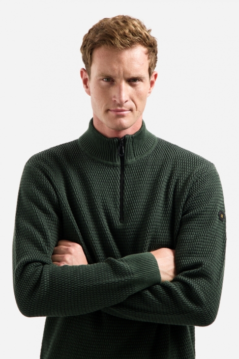 NO-EXCESS groene heren trui | Model vooraanzicht