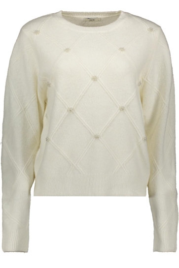 Jacqueline de Yong Trui JDYBELLA LIFE L/S STRUCT PEARL PUL 15362398 CLOUD DANCER/W. WHITE PEARLS