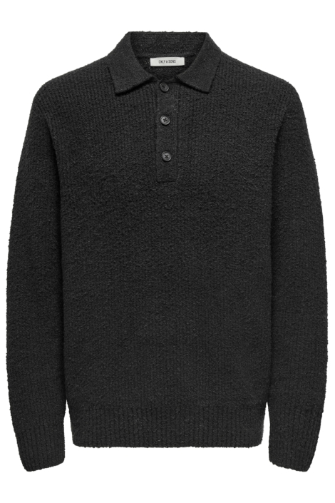 Only & Sons zwarte heren polo | Vooraanzicht