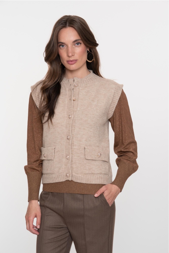 Geisha beige dames trui | Model vooraanzicht