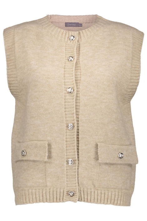 Geisha beige dames gilet | Vooraanzicht