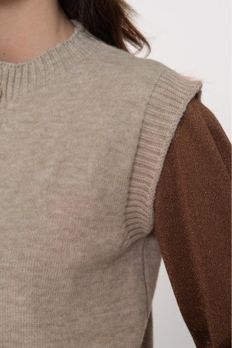 Geisha beige dames gilet | Close up