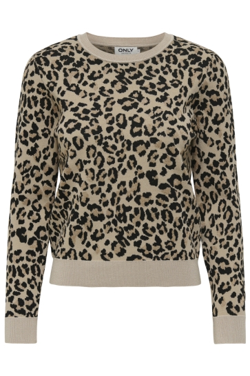 Only ONLPILUA LS GLITTER JQ O-NECK CS KN 15352753 AMPHORA/BLACK/TOATSTED COCO/ SILVER GLITTER