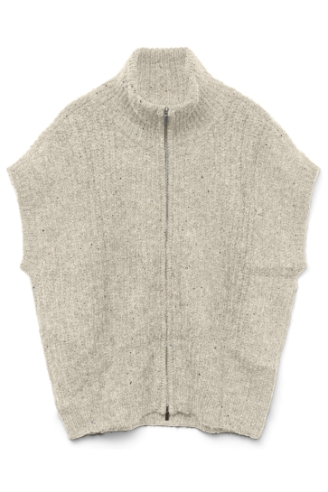 Vero Moda Vest VMSALTY HIGHNECK ZIPPER VEST 10332143 BIRCH/W NEPS