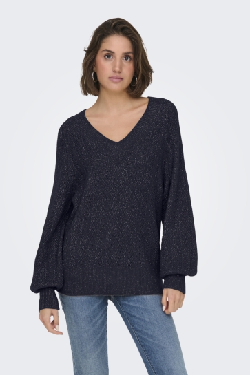 Only Trui ONLLUCILLA LS GLITTER V-NECK KNT 15324276 NIGHT SKY/DTM GLITTER