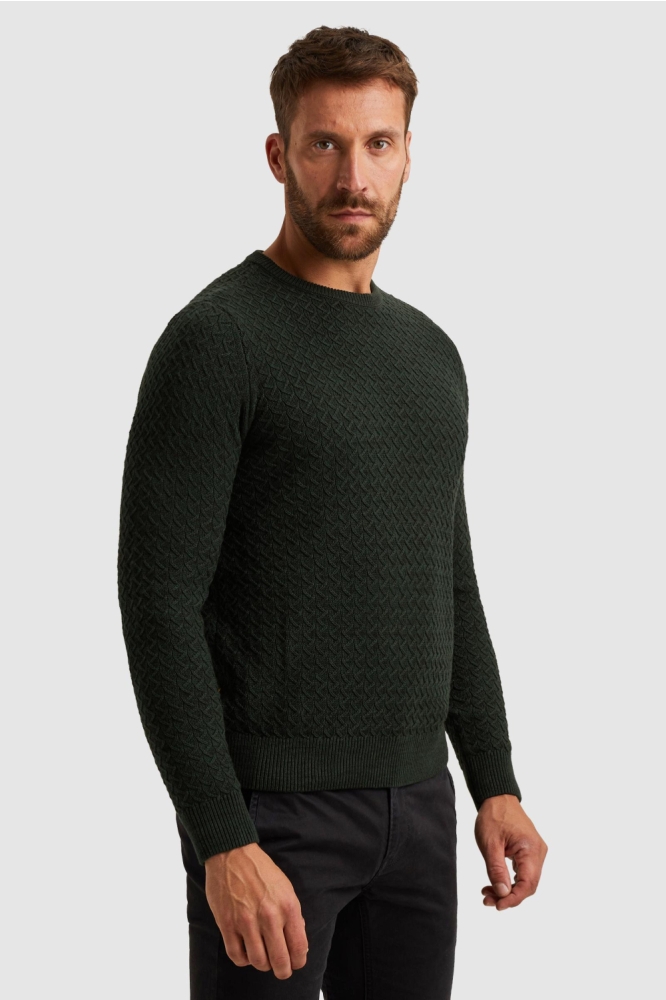 PME legend groene heren trui | Model zijaanzicht