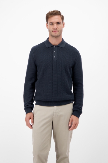 Lerros Polo GEBREIDE POLO MET BREDE RIB 25O5238 485 CLASSIC NAVY