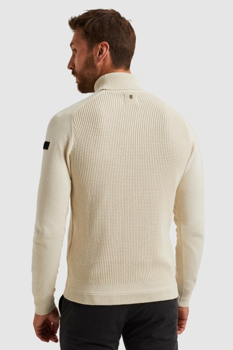 PME legend beige heren trui | Model achteraanzicht