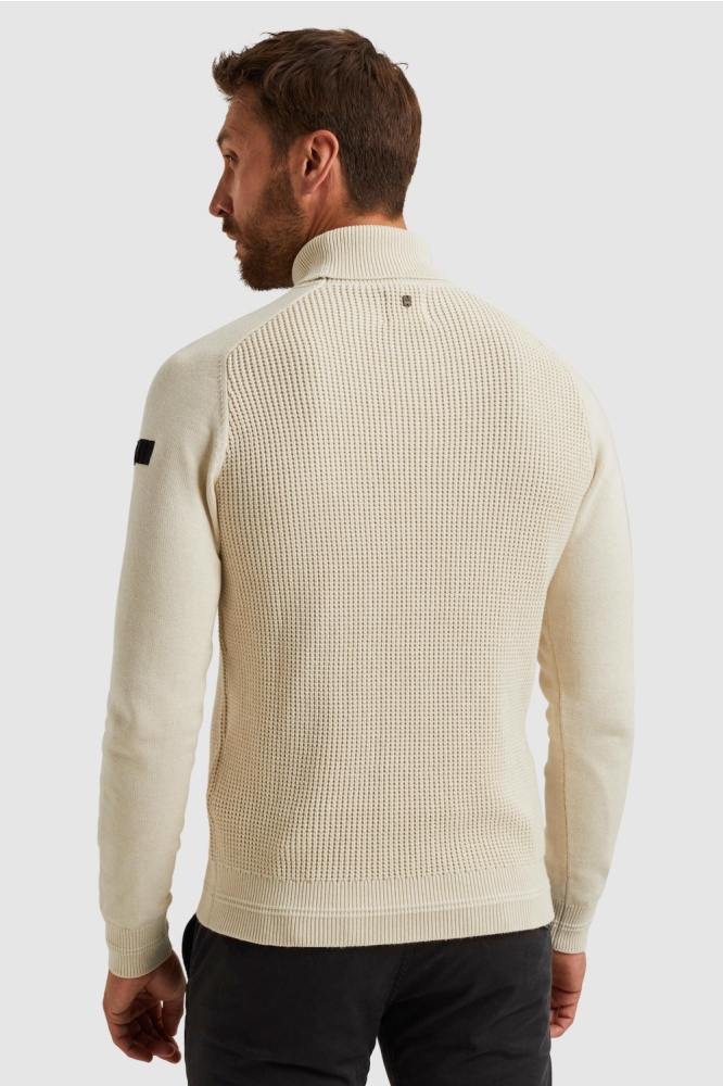 PME legend beige heren trui | Model achteraanzicht