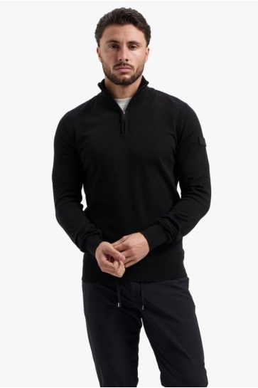 Malelions KNITTED QUARTER ZIP MM3 AW25 23 BLACK