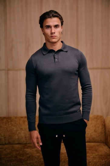 Malelions KNITTED QUARTER ZIP MM3 AW25 23 MULCH BROWN