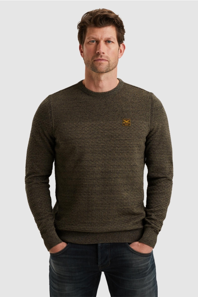 PME legend groene heren trui | Model vooraanzicht