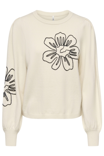 Only ONLMAGNOLIA LS DETAIL PULLOVER KNT 15367757 WHITECAP GRAY/BLACK LACE