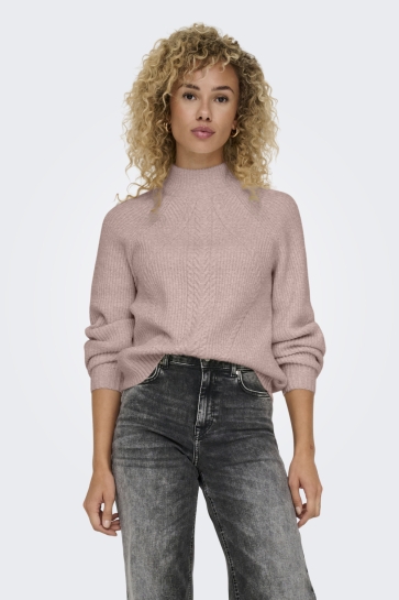 Only Trui ONLKATIA LS DETAIL HIGHNECK KNT 15324678 ROSE SMOKE/MELANGE