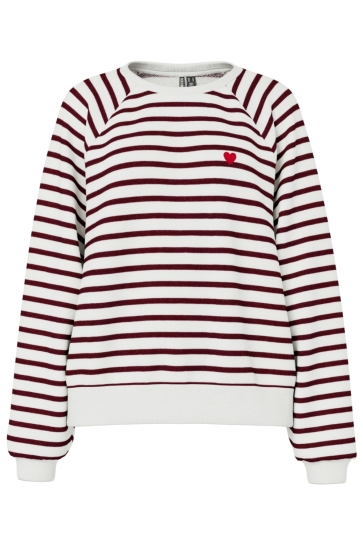 Pieces Trui PCGRETA LS EMB UB SWEAT NOOS 17128390 Cloud Dancer/TAWNY PORT