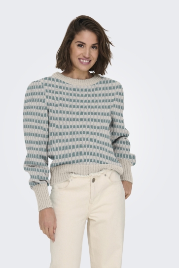 Jacqueline de Yong Trui JDYSIGRID LIFE L/S ON PUFF PULL KNT 15304813 Cement/AW. SEA PINE