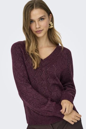 Jacqueline de Yong Trui JDYASPEN LIFE L/S V-NECK PULLOVER K 15359750 FIG/W. DTM LUR