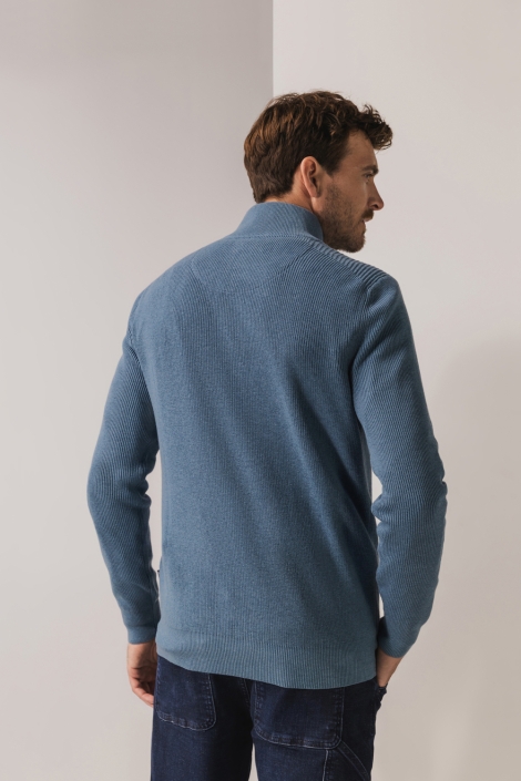 State of Art blauwe heren trui | Model achteraanzicht