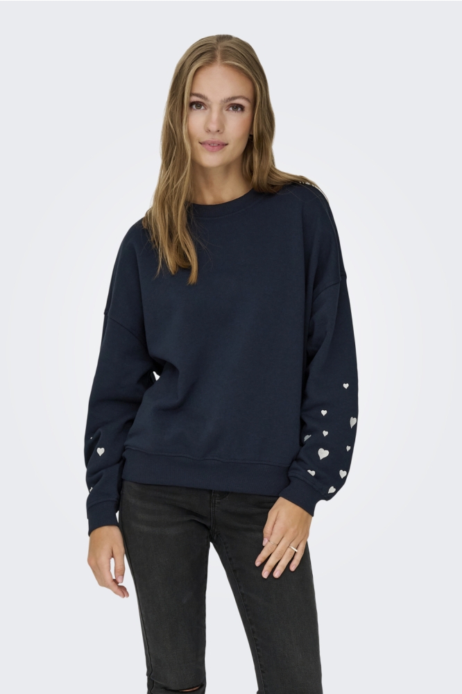 Jacqueline de Yong blauwe dames sweater | Model vooraanzicht