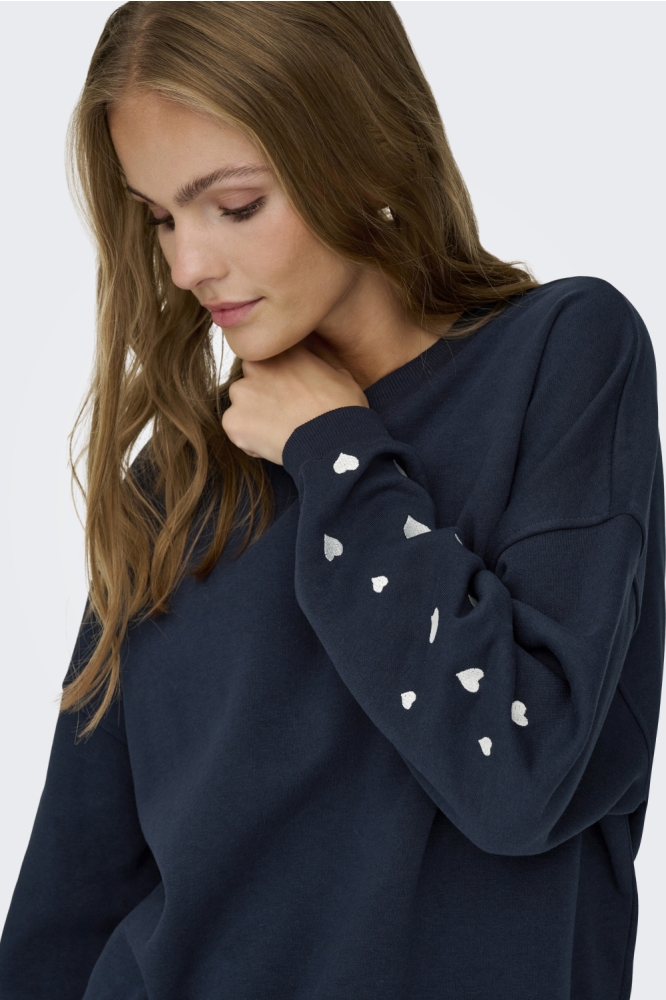 Jacqueline de Yong blauwe dames sweater | Model zijaanzicht